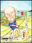 PLAYING GOLF, 50TH CARTOON PORTRAIT, CARICATURE PICTURE