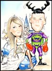 WEDDING AND WALLYMAN CARTOON PORTRAIT, CARICATURE PICTURE