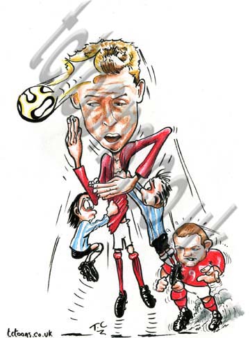 Wayne Rooney and Peter Crouch cartoon portrait caricature