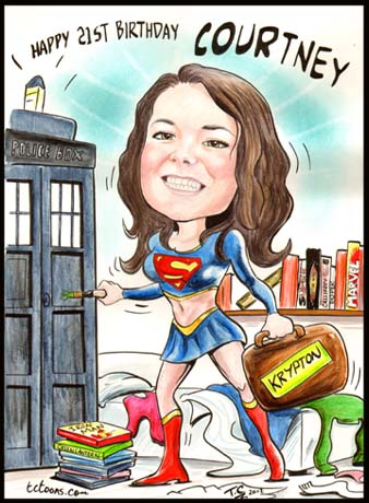 super girl caricature cartoon