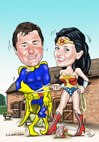 digital_caricature_bananaman_wonderwoman