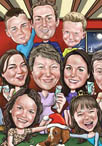 christmas family caricature cartoon portrait