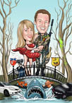 digital_caricature_couple_bridge