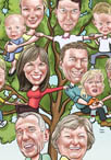 family tree caricature cartoon portrait