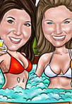 girls hot tub caricature