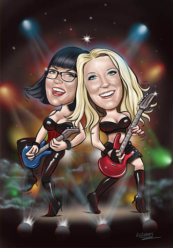 rock chicks mother daughter caricature