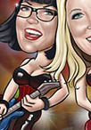 mother daughter rock chicks caricature