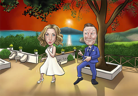 wedding invite idea caricature